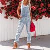 Women's Overalls, Fashionable Ripped Denim High Waisted Jumpsuit