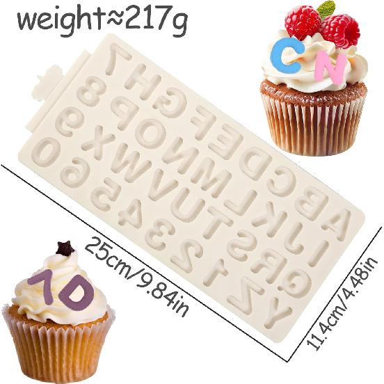 1 Pcs Alphabet Chocolate Fondant Mold, Number Silicone Molds, for Graduation Cake Decoration Cupcake Toppers Biscuit Candy Resin Clay Plaster Reble