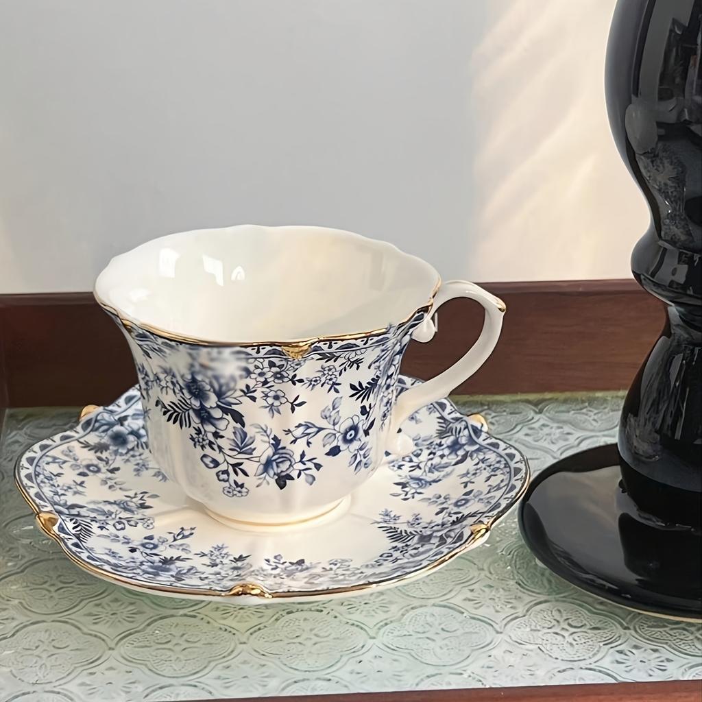 1 набор Кружка и блюдце в скандинавском стиле из сине-белого фарфора, креативный набор для кофе латте в американском стиле