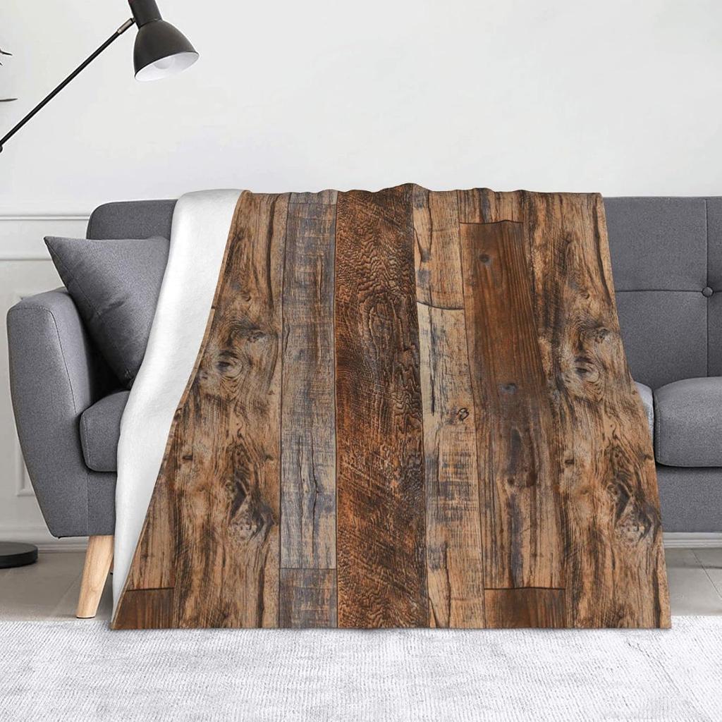 Vintage Wood Plank Print Flannel Blanket Rustic Wooden Texture Soft Warm Throw Blanket Sofa Bed Farmhouse Home Decor Gift