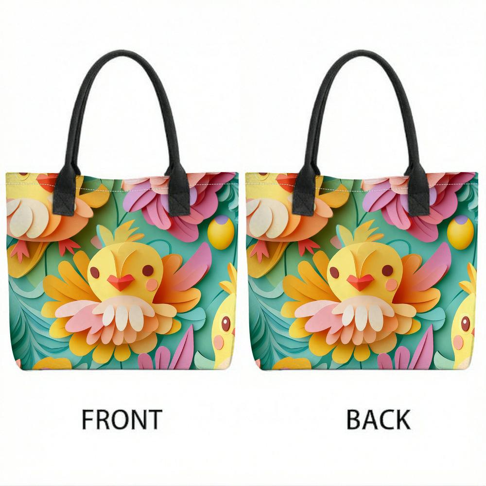Cute Chick Printed Tote Bag Fashion Casual Large Capacity Daily Handbag for Women Outdoor Travel Shopping Carry All Purse