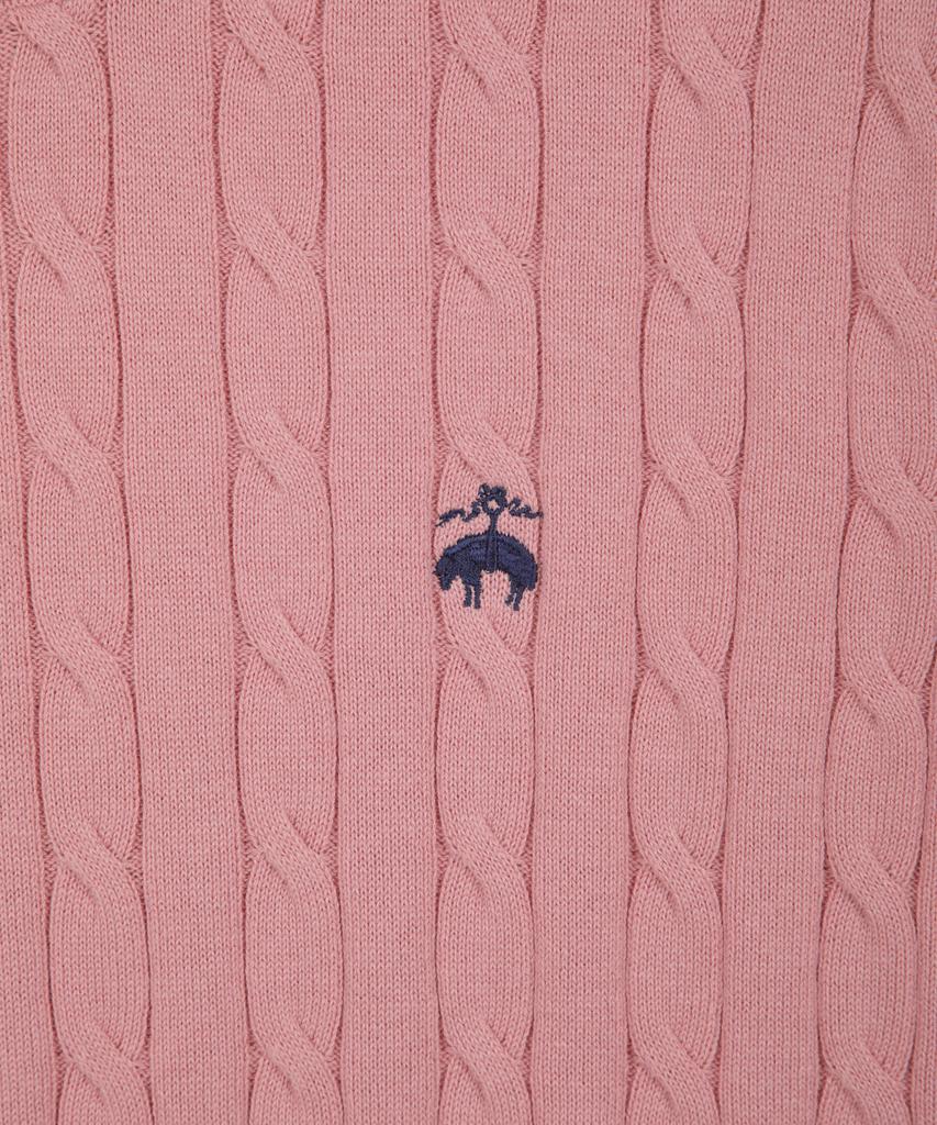 BROOKS BROTHERS Cotton Cable Crew Neck Short Sleeve Sweater (Pink) (Bbwrmog203)