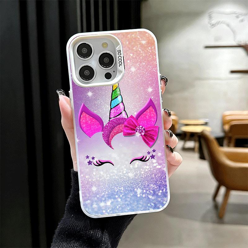 Розовый Единорог Радуга Ударопрочный Чехол для Телефона для iPhone 17 Air 16 16E 15 Pro Max 14 Plus 13 Mini 12 Задняя Крышка Противоударный Fundas