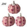 Valentine Day Home Decor Pink Ceramic Pumpkin with Heart Pattern, Artificial Figurine, Figurine Set Fall Tabletop Ornaments for Harvest, Thanksgiving,