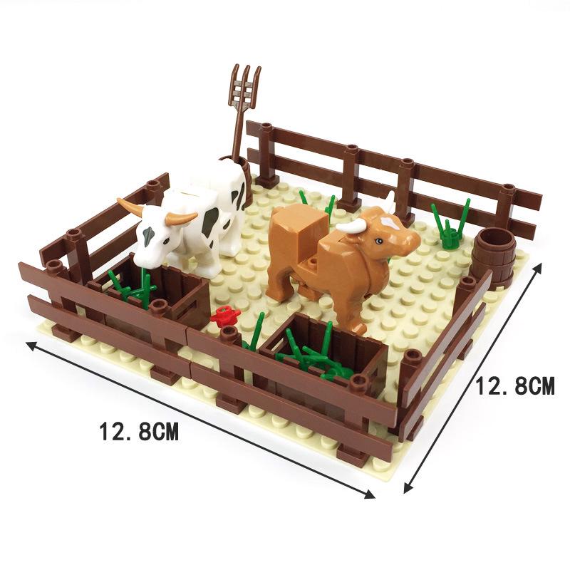 Farm Animal Building Blocks Set: Cow, Pig, Chicken & Horse DIY Kit