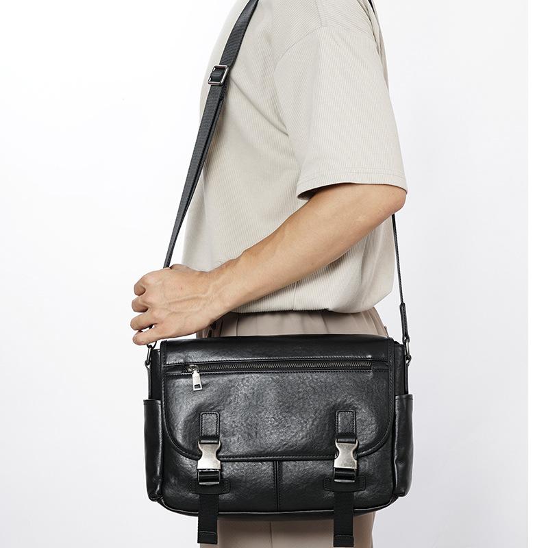 Мужская сумка через плечо, сумка через плечо в стиле кросс, натуральная кожа, вместительная, многослойная мужская сумка для бизнеса