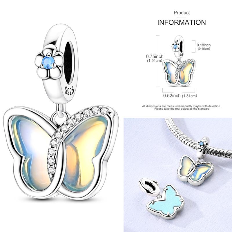 Charms Plata De Ley 925 Devil's Eye Infinity Eternal Symbol Dragonfly Positioning Buckle Charms Fit Women DIY Jewelry