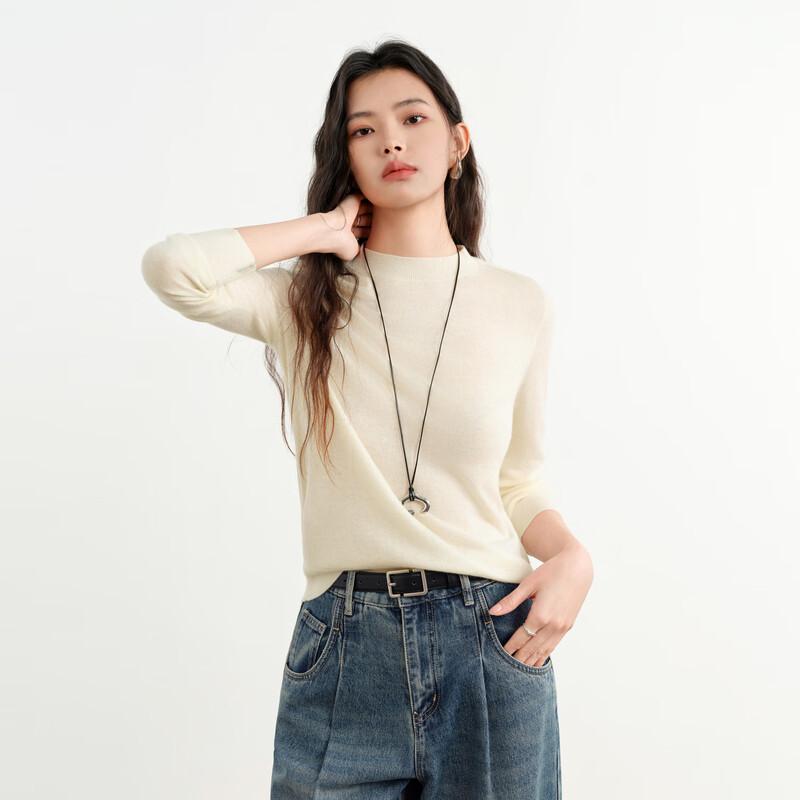 Elva' Island Women's Minimalist Long-Sleeve Wool Blend Knit Sweater