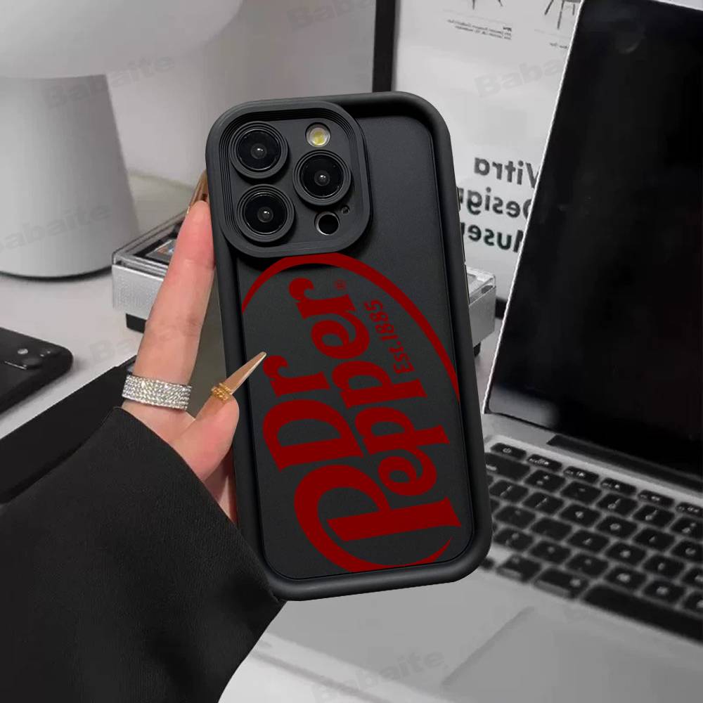 Силиконовый мягкий чехол для телефона с мультяшным рисунком D-Dr Pepper Для iPhone 17 16 15 14 Plus 13 12 Mini 11 Черный чехол