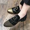 2024 Men Evening Formal Dress Rhinestone Shoes Loafers Casual Shoes Prom Wedding Party Leather Slip On Flat Men Black Rhinestone