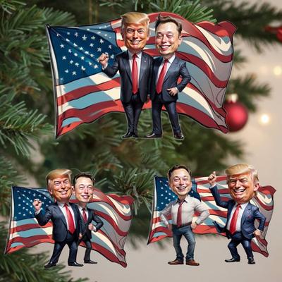 Креативный новый многофункциональный акриловый кулон, Трамп и Маск, американские флаги, рождественская елка, украшение для автомобиля