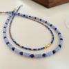 Retro Lapis Lazuli Colored Beaded Necklace Female Versatile High-end Simple Collarbone Chain