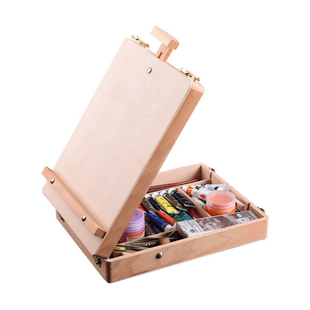 Wooden Children Drawing Supplies Table Desktop Easel Sketch Box Painting Supplies Oil Paint