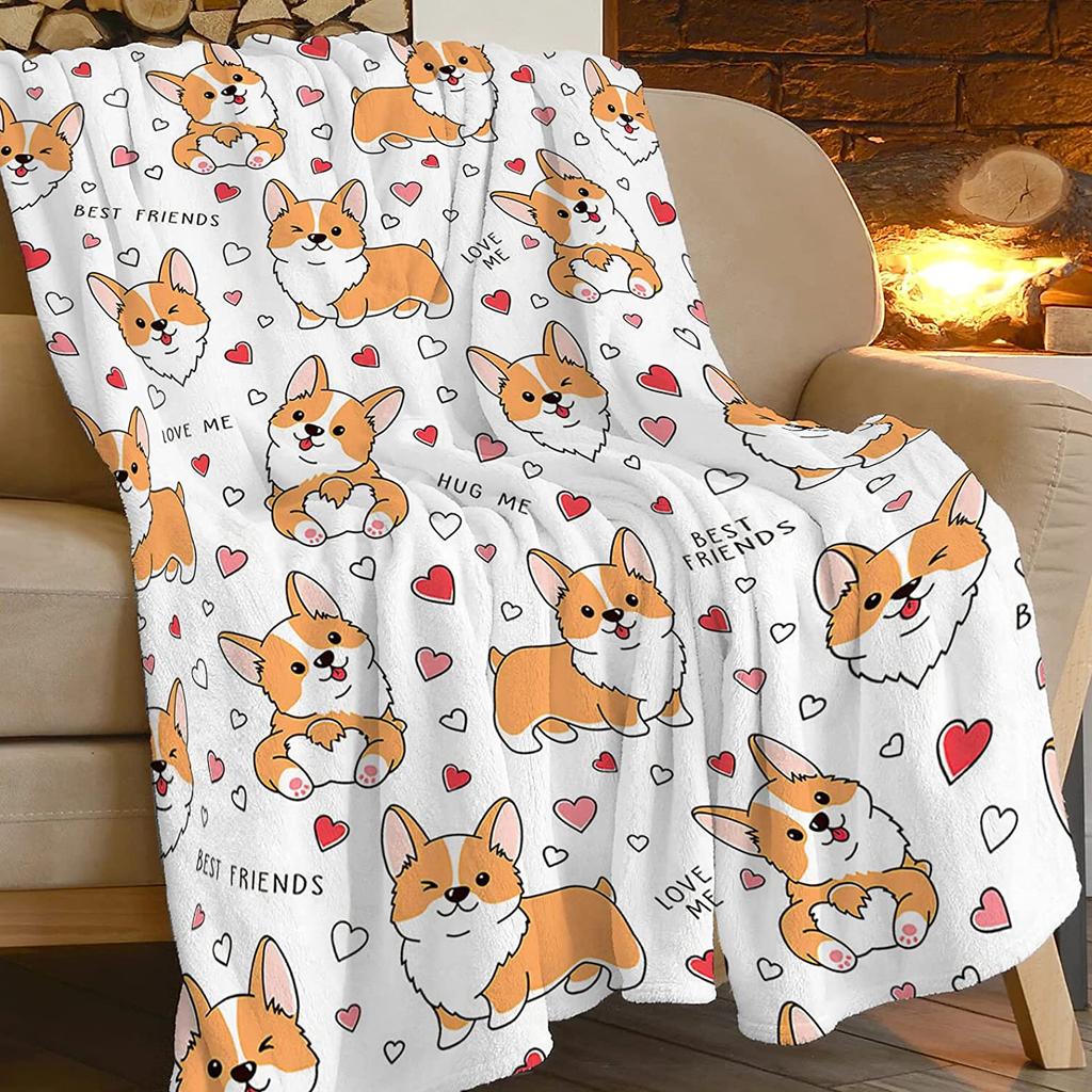 Corgi Blanket Cute Corgi Blankets Gifts for Corgi Lovers Women Soft Flannel Throw Blanket for Couch Sofa Christmas Birthday Gifts
