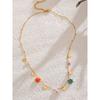 Yhpup Summer Fashion Crystal Flower Pendant Necklace for Women Stainless Steel Handmade Cute Collar Jewelry Waterproof