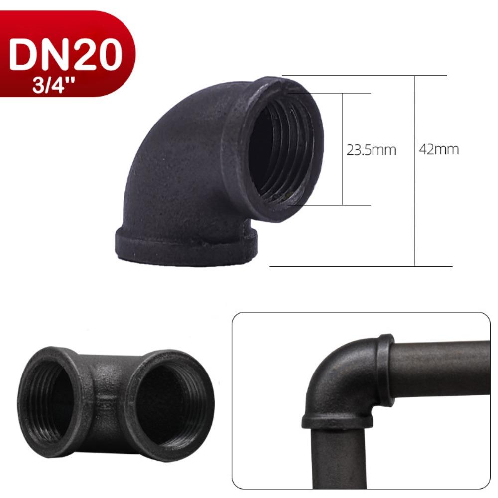 Новые черные фитинги для труб ковкий чугун 1/2'' 3/4'' 1'' Резьбовой угольник для соединения труб Сантехнический фитинг для труб