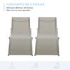 Set Of 2 Garden Sun Loungers Folding Sunbeds With Aluminum Frame Textile For Pool Patio 165x61x63 Cm Gray