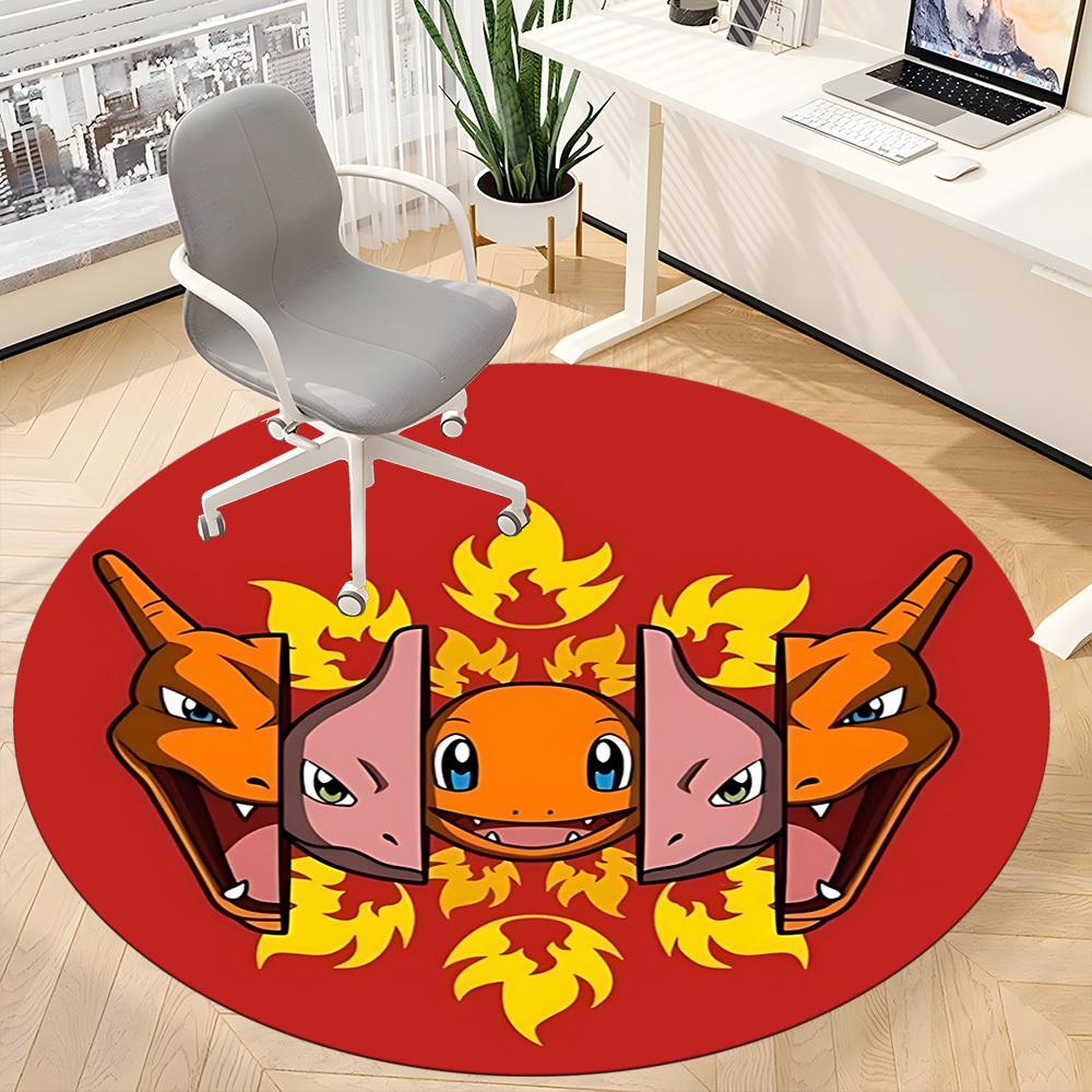 1pc Charmander Chair Carpet for Office Non-Slip, Soft & Comfortable, Carpet for Office, Gaming, Lightweight Round Floor Mat yy251021021