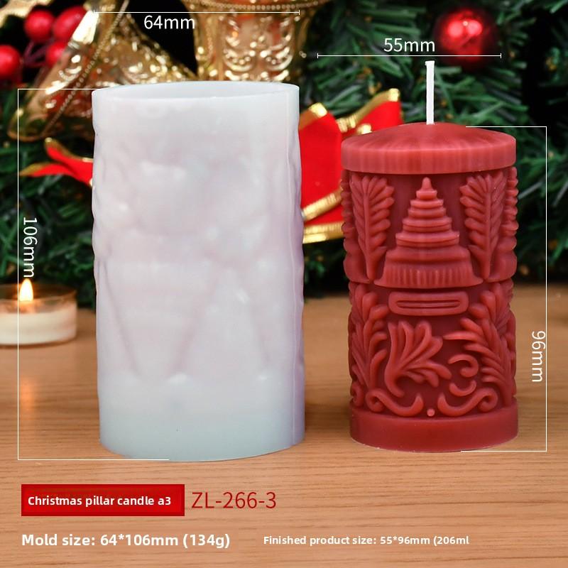 Christmas Cylinder Silicone Mold Set for Aroma Candles Wax Resin Epoxy Craft with 3D Snowflake Pine Tree Design DIY Gift Making