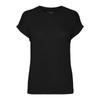Short-sleeved T-shirt with Turn-up Cuffs Fine Knit Round Neck Brianna Women