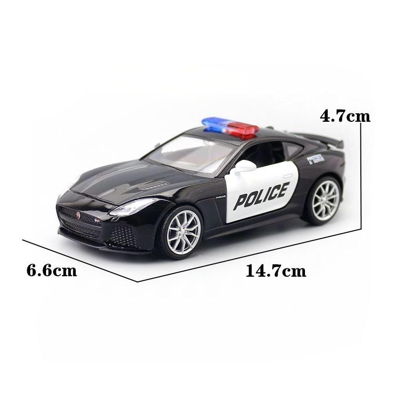 Jaguar Ftype Police Car Model 1:32 Alloy Diecast With Light Sound For Collectors