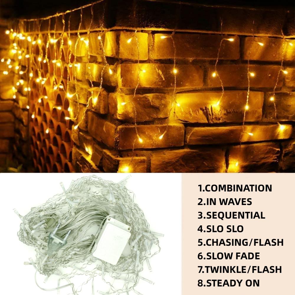 4M LED Icicle Curtain String Lights Outdoor Garden Christmas Decorative Garland Droop 0.4-0.6m