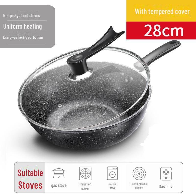 5-слойная литая антипригарная сковорода из медицинского камня – универсальная, совместимая с плитой и утолщенная для домашнего приготовления пищи