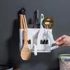 Adhesive Multi-Knife Holder (White) / Water-Draining Knife Block