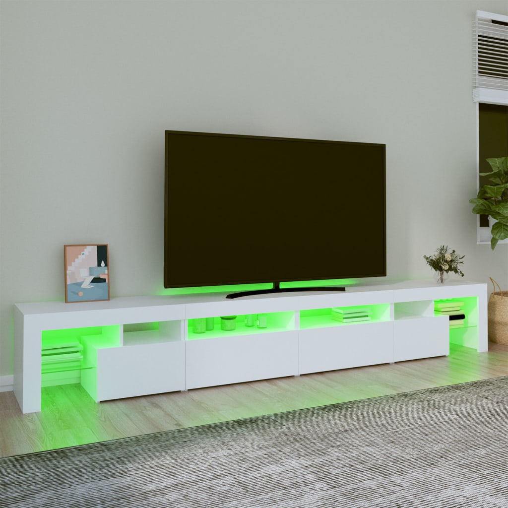 Vidaxl Szafka Pod Tv Z Oświetleniem Led, Biała, 260X36,5X40 Cm