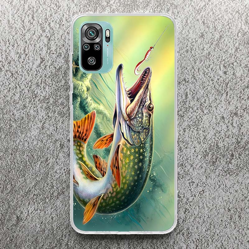 Carp Fish Fishing Rod Hook Print Soft Case for Xiaomi Redmi Note 14 13 12S 11S Phone Shell 10 Pro Plus 11E 11T 12 11 10S 5G Cove