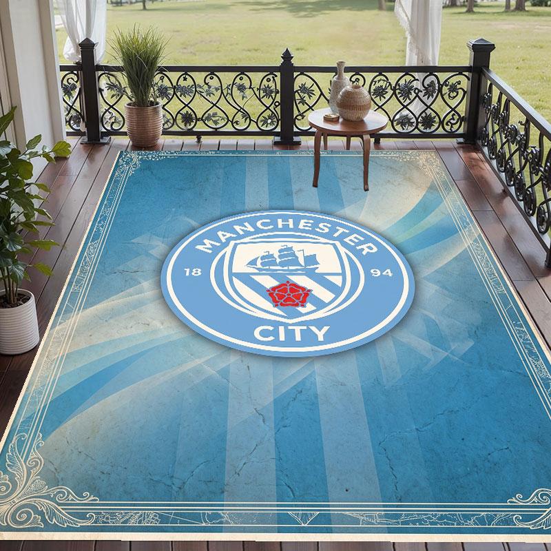 Soft Floor Carpet Manchester City Pattern Area Rug Decorative Mat For Home Room Decoration