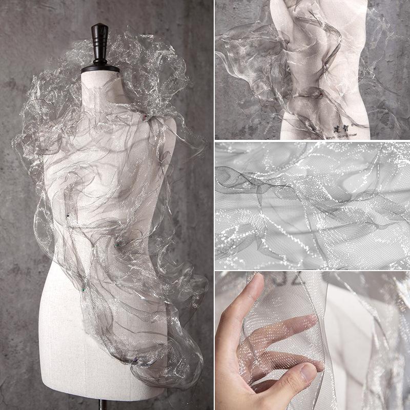 1x1m Designer Metalic Fabric Art Material Cloud Shape Hard Metallic Fabrics DIY Sewing Flexible Wire Mesh Home Decor