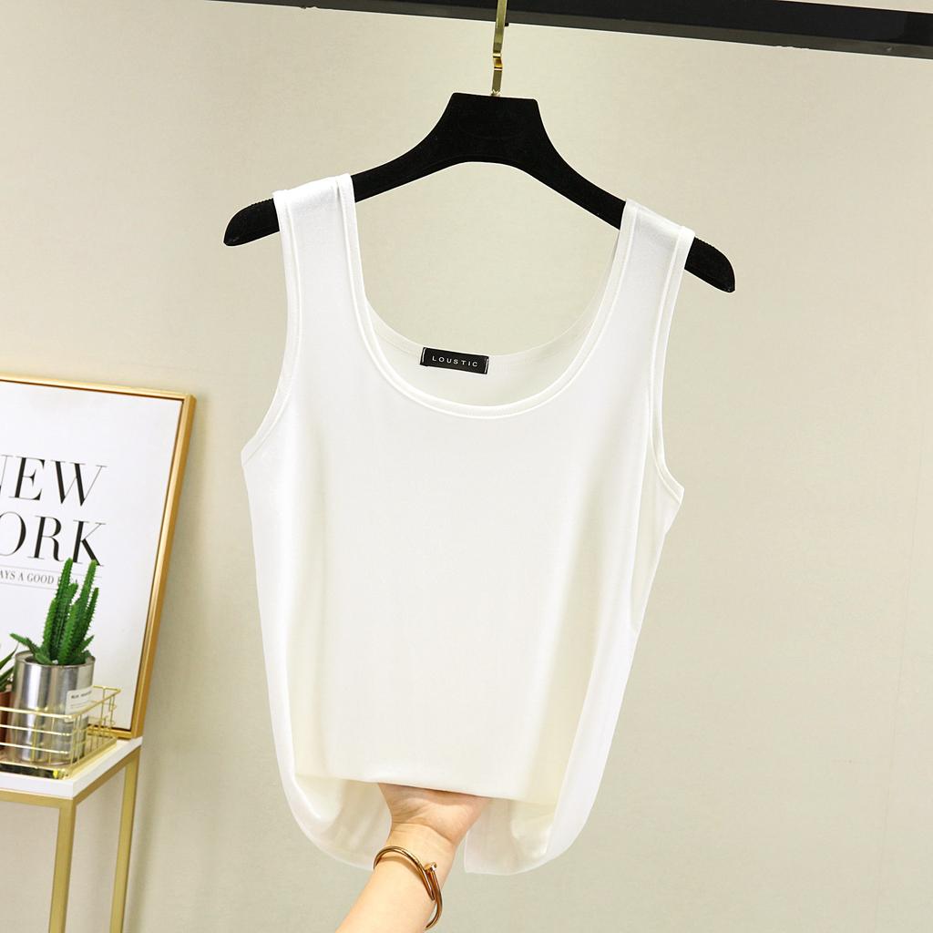 Women Summer Deep U-Neck Tank Tops Modal Cotton Sleeveless Tee Tops Camis Tshirts Casual Bottoming Top