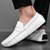 Men’s Moccasins White Loafer Brown Driving Shoes Comfort Flats Wide Shoes Slip-ons Plus Size Shoes for Men Over Sized