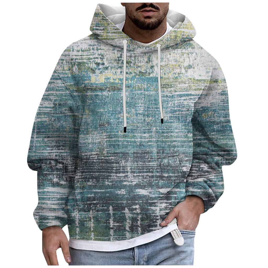 Men's Print Plush Warm Coat Fleece Sweater Casual Coat Pocket Sweater Autumn Winter Coat