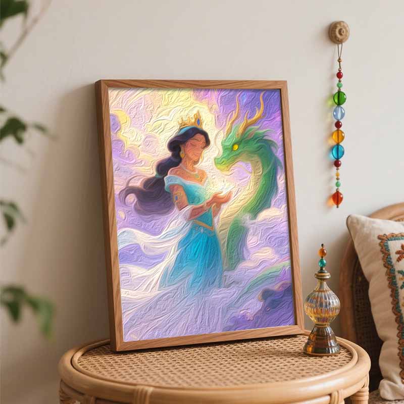 Disney Масляная живопись ручная роспись раскрашивание живопись ручной работы DIY домашний декор подарок принцесса и дракон фэнтези искусство
