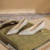 5550 High Heels Women's Spring 2025 New Pointed Crystal Wedding Shoes Versatile Light Mouth Thick Heel Temperament Single Shoes