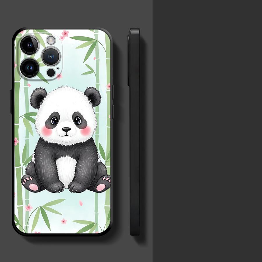 Чехол для телефона Apple iPhone 17 Pro Max 14 12 15 Pro 7 8 11 17e XR XS MAX 13 Air 16 Funda Чехол для телефона Мультяшный Милый Панда