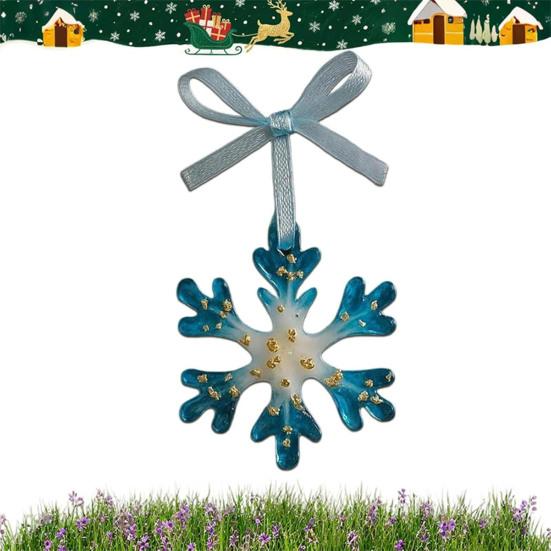 Рождественские украшения из смолы ручной работы Синий и золотой олень Снежинка Украшение для рождественской елки с подвесными лентами Винтажный праздничный сувенир