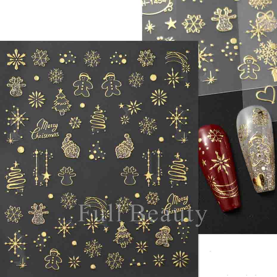 Рождественские наклейки для ногтей, самоклеящиеся наклейки для дизайна ногтей, Рождество, Санта, лось, снежный колокольчик, крутой дизайн, Рождество