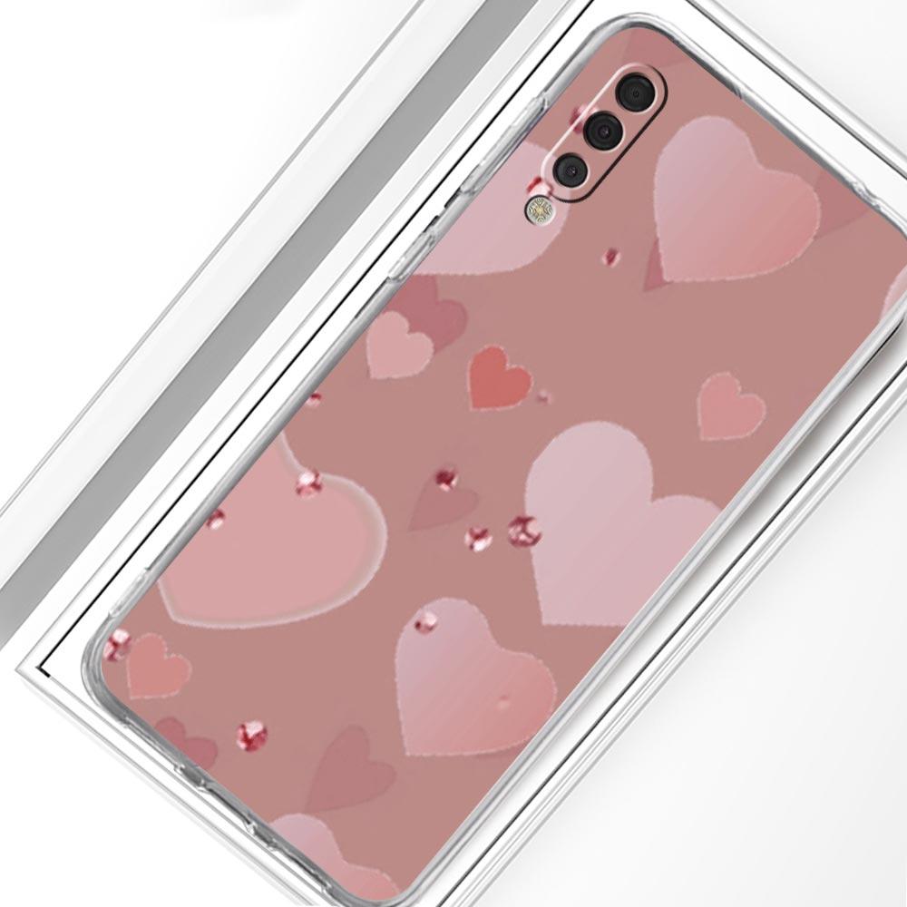 Чехол для Samsung A14 A50 A70 A30 A40 A20E A10S A20S A02S A04S A12 A22 A32 A34 A42 A52 5G A54, золотой, розовый, розовый, с блестящими сердечками, чехол
