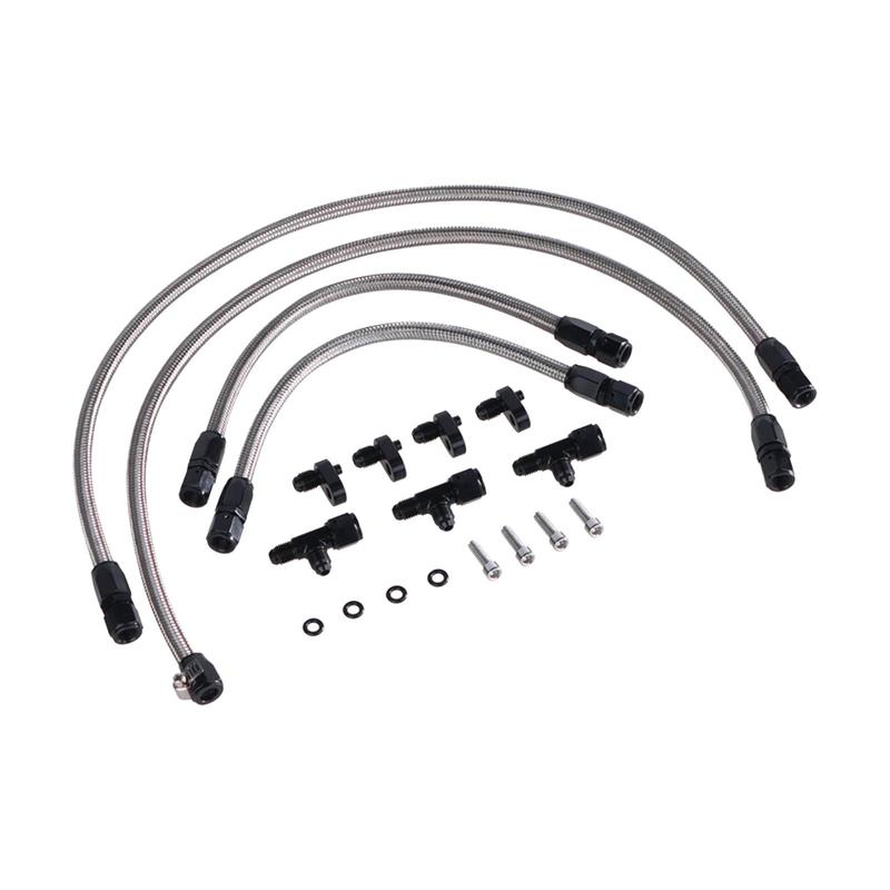 Engine Steam Vent Hose 4AN Metal Fuel Line Adapter Kit Front Rear Venting Solution for LS Series LS1 LS2 LS6 LM7