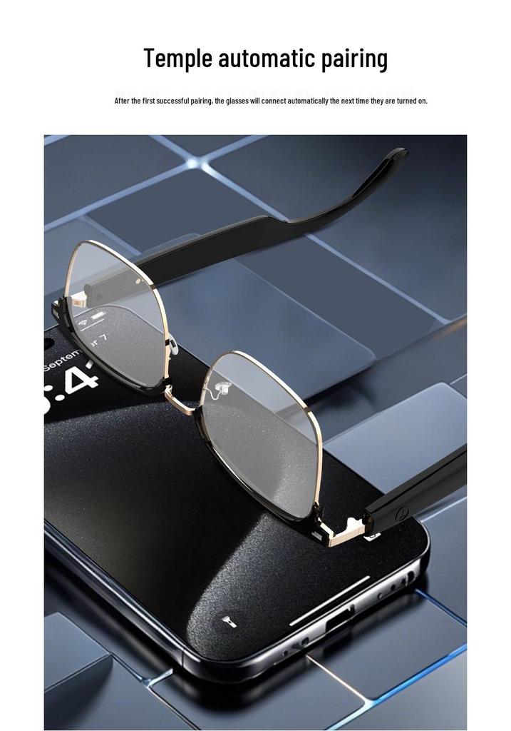 Smart AI Bluetooth Glasses GS13: Photochromic Metal Fashion with High-End Translation Features