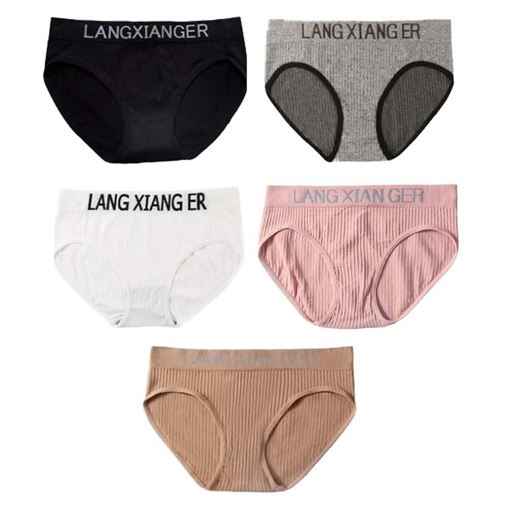 5Pcs Mid Waist Simple Panties Letter Underwear for Women Comfortable Seamless Underwear Girl