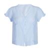 Shop   Women V Neck Frill Lace Sheer Short sleeVe Summer Blouse Beige Fwb Wbl 21