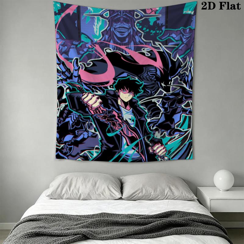 Solo Leveling Wall Tapestry Aesthetic Wall Hanging Printed Fabric Blanket Decorative Tapestries for Bedroom Living Room Home Decor