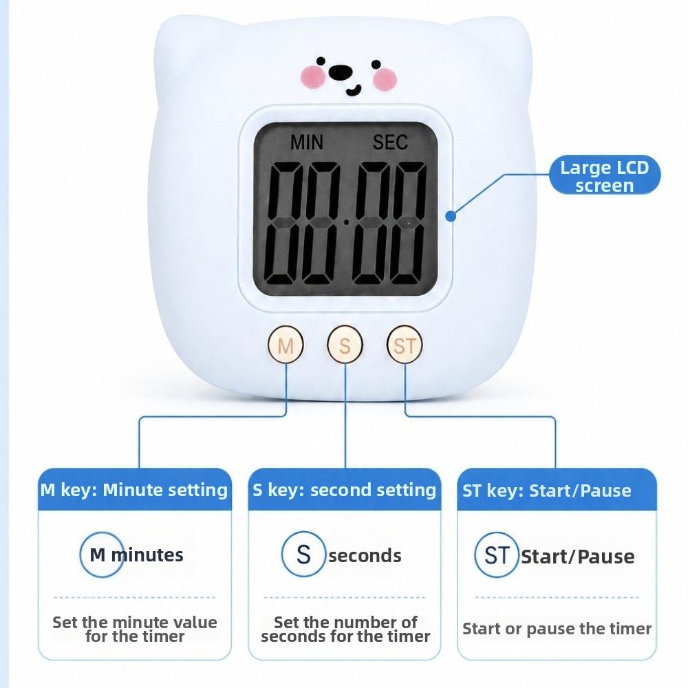 Magnetic Stand Cat Digital Kitchen Timer Cartoon Countdowns Timer Cute Digital Visual Clock Baking