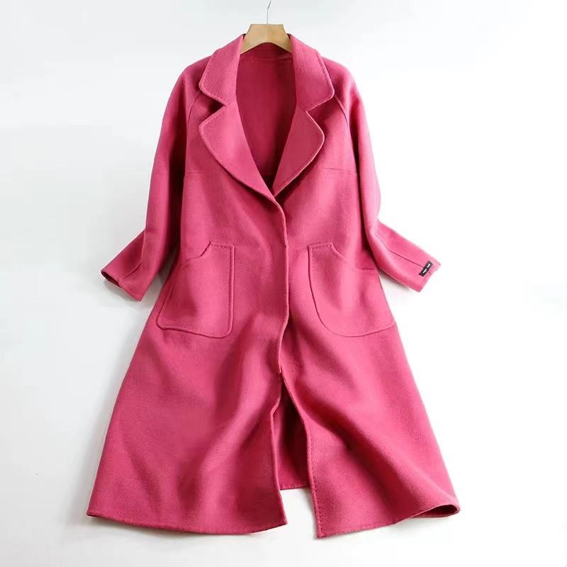 Warm Fashionable Women's Wool Coat with Belt for Autumn Casual Outerwear