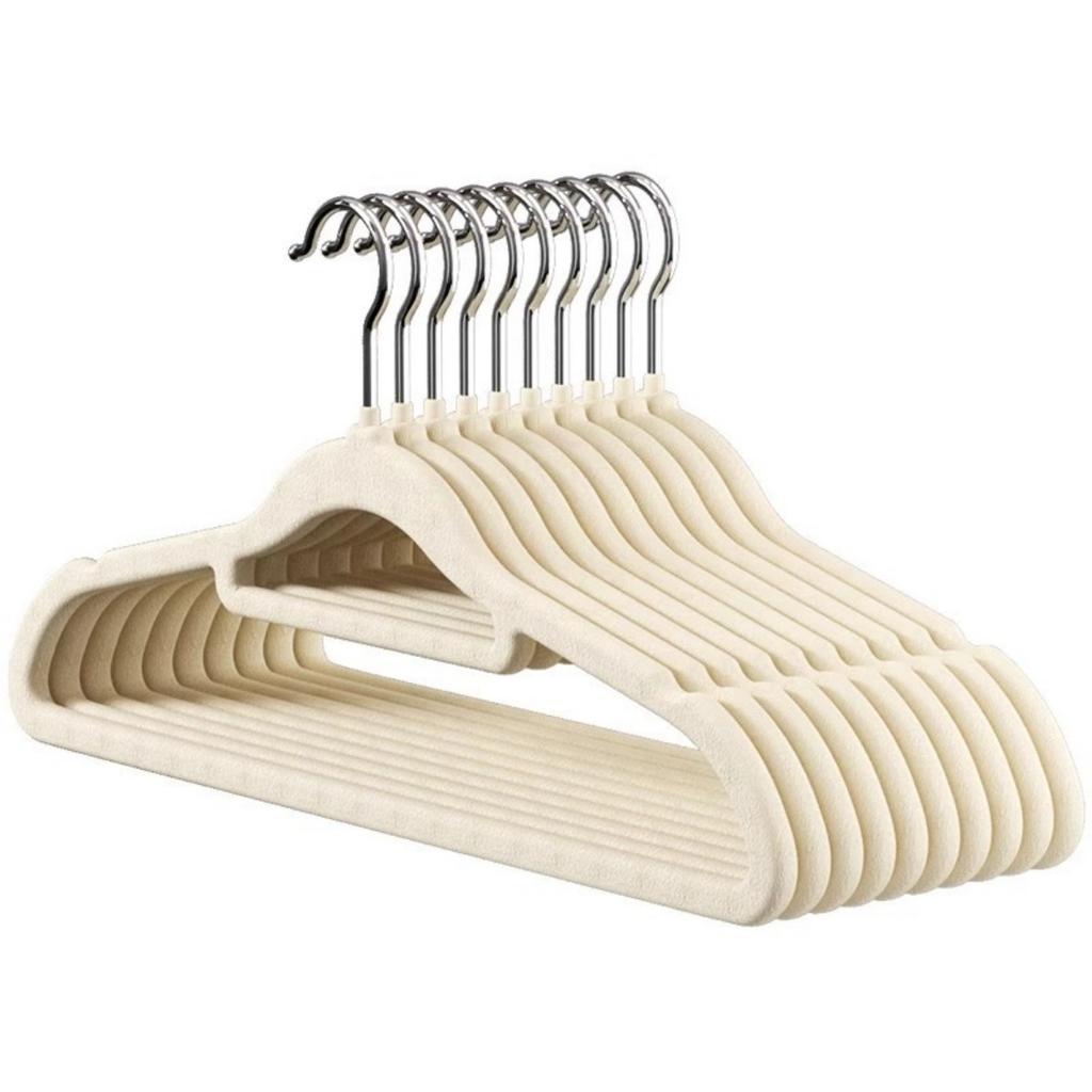 10Pcs Space Saving, Velvet Non-Slip Clothes Hangers, Heavy Duty with 360 Degree Swivel Hook for Clothing, Suit