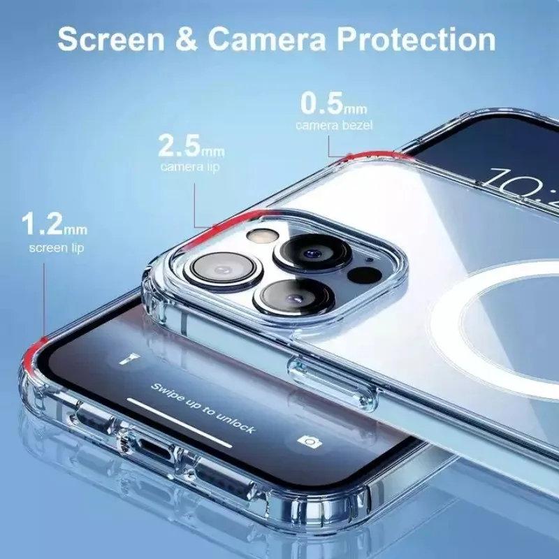 Роскошный беспроводной магнитный чехол для Apple Magsafe Case Iphone 11 12 13 15 14 Pro Max Mini 7 8 Plus Xr XsMax X прозрачные акриловые чехлы